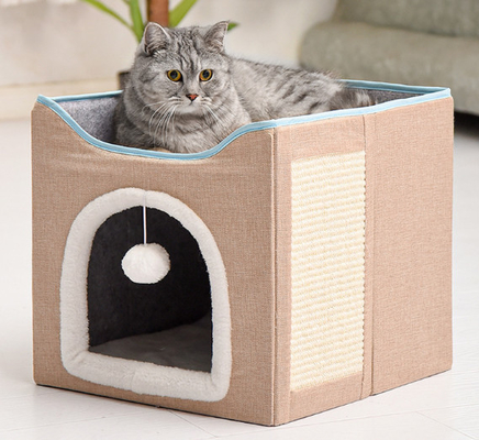 Warming 2 In 1 Cat Bed Foldable Cave Shape High Elastic Foam Pet Cat Bed