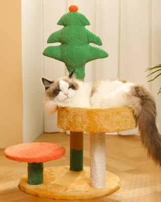 Cat Bed Christmas Tree With Hammock And Hang Ball For Cats And Kittens