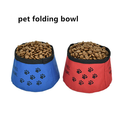 Pet Folding Bowl Oxford Cloth Waterproof Portable Dog Bowl Pet Travel Bowl Travel Cross-Border Folding Dog Bowl