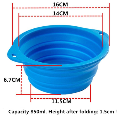 Non Toxic Silicone Pet Bow Outdoor Folding Travel Hanging Pet Food Basin